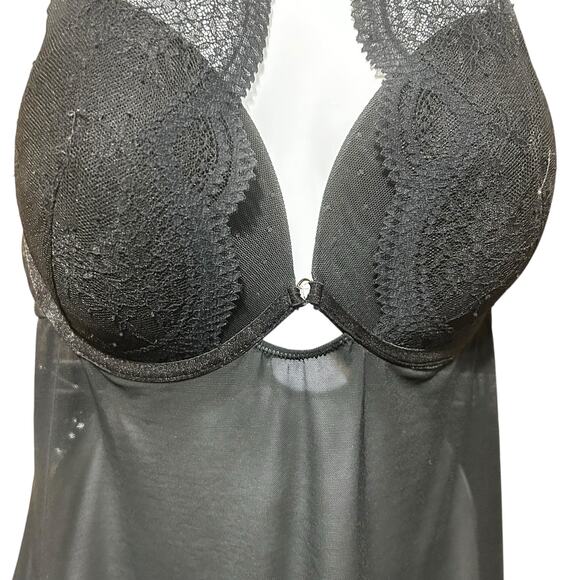 Auden Women Babydoll Lace Lingerie Slip XL Black Sheer Romantic Goth Boudoir - Picture 7 of 11